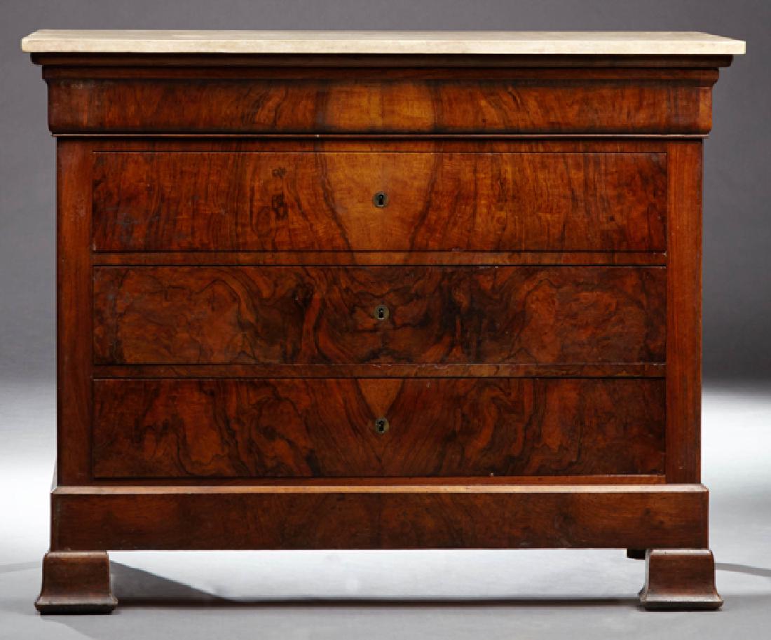 French Louis Philippe Carved Walnut Marble Top Commode, (1 of 1)