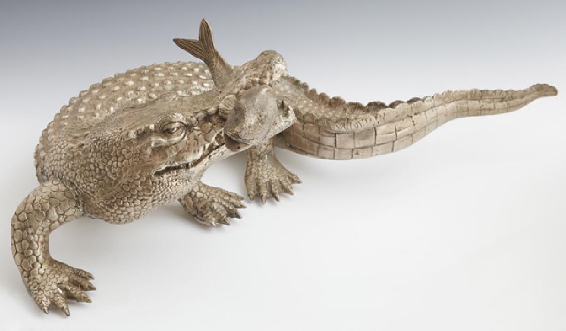 American White Brass Alligator Figure, late 19th c., (1 of 3)
