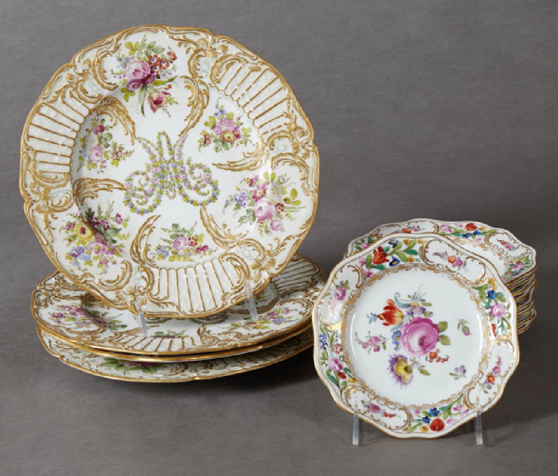 Set of Thirteen Dresden Style Porcelain Plates, 20th (1 of 2)