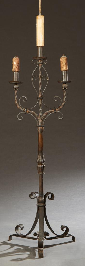 French Provincial Wrought Iron Three Light Candelabra, (1 of 1)