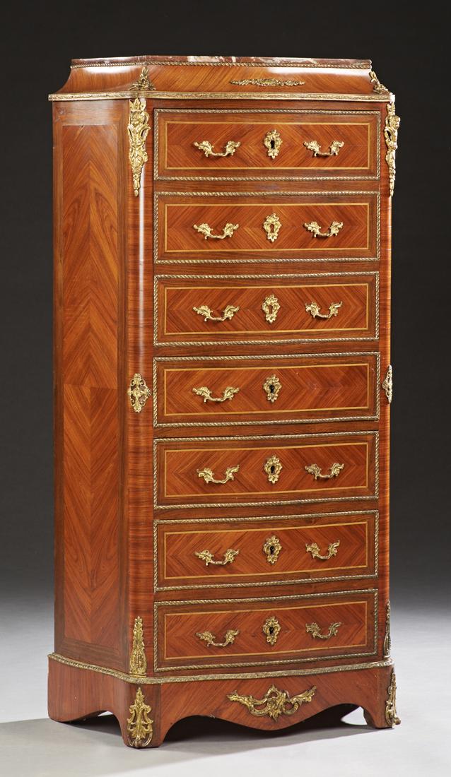 French Louis XV Style Carved Inlaid Mahogany Ormolu (1 of 2)