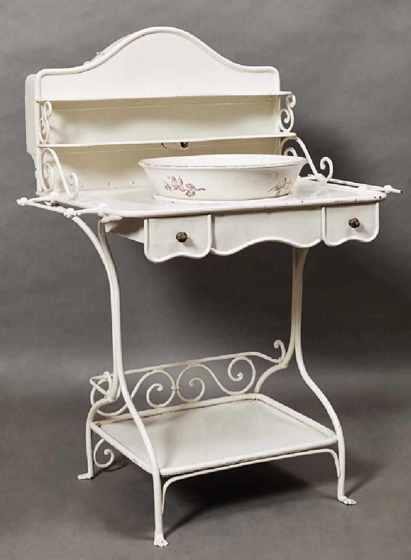 French Provincial Polychromed Cast Iron Washstand, (1 of 1)