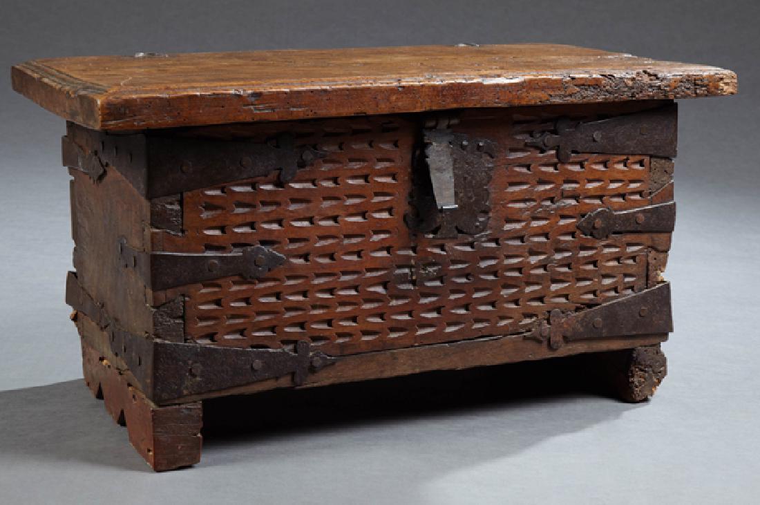 Diminutive French Provincial Carved Walnut Coffer, 19th (1 of 1)