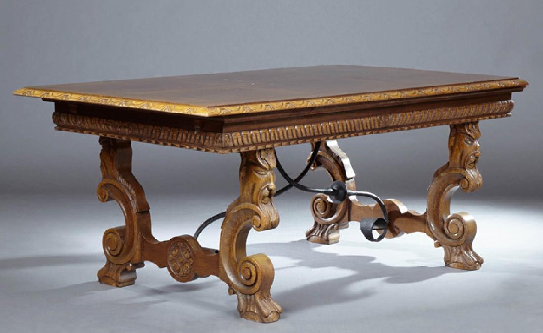 Spanish Renaissance Style Carved Walnut Dining table, (1 of 2)
