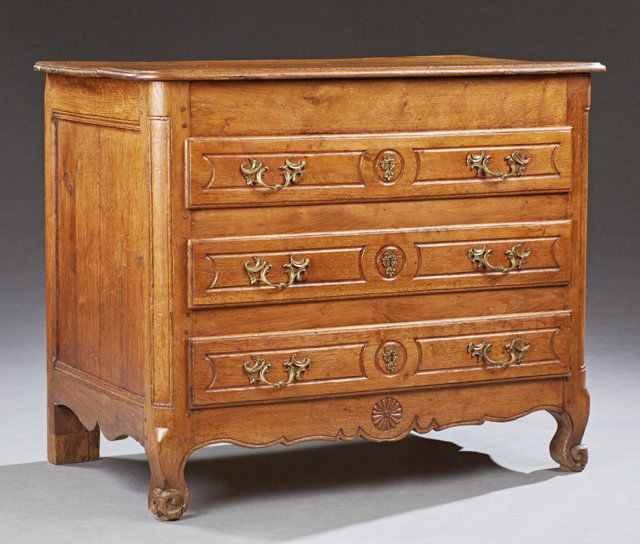 French Provincial Diminutive Carved Walnut Commode, c. (1 of 1)