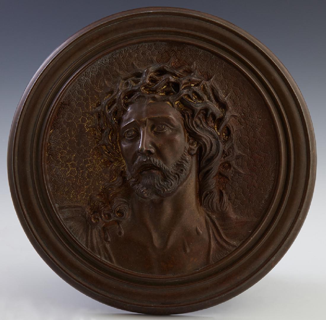 Patinated Circular Bronze Relief Plaque of the Head of (1 of 1)