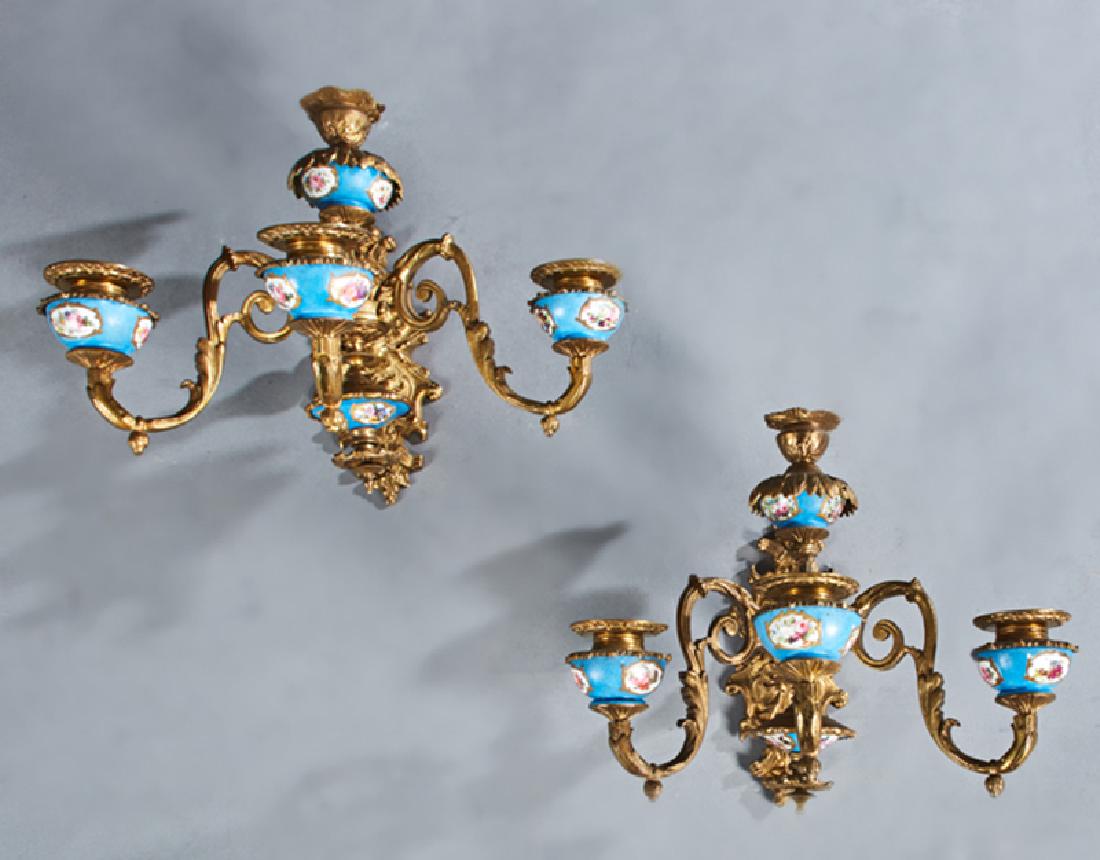 Pair of Bronze and Porcelain Sevres Style Four Light (1 of 1)