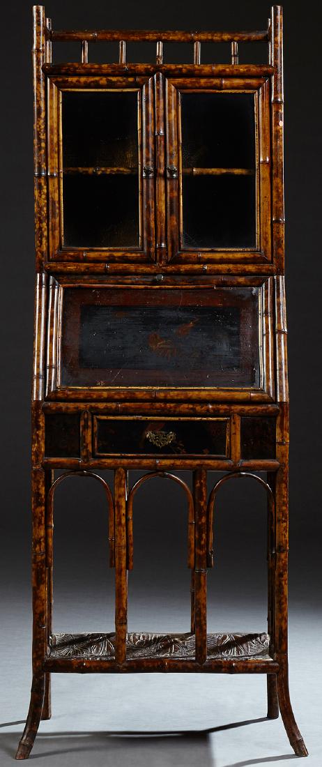 English Japanese Bamboo Secretary Bookcase, c. 1900, (1 of 2)