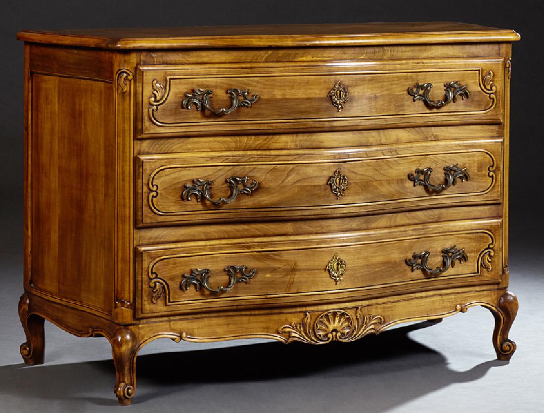 French Louis XV Style Bowfront Carved Walnut Lift Top (1 of 2)