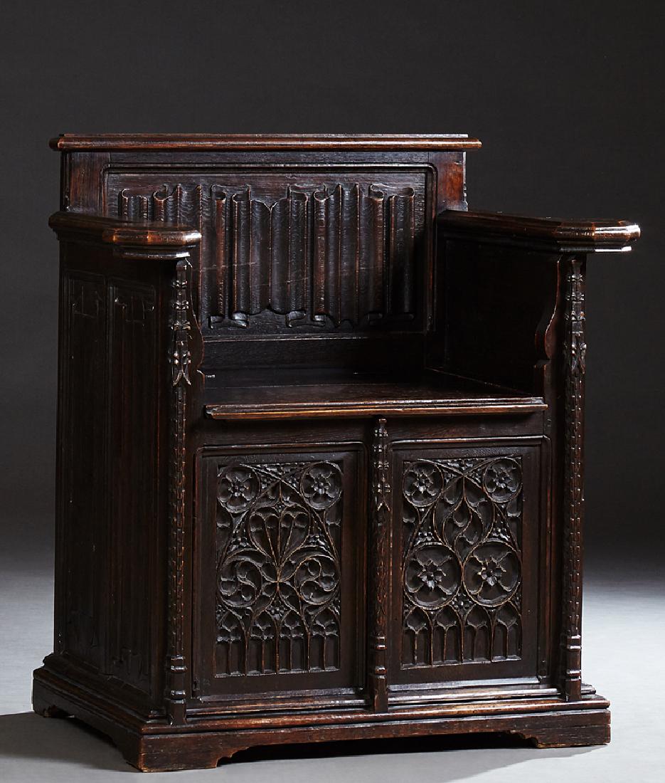 Gothic French Carved Oak Wainscot Arm Chair, c. 1880, (1 of 15)
