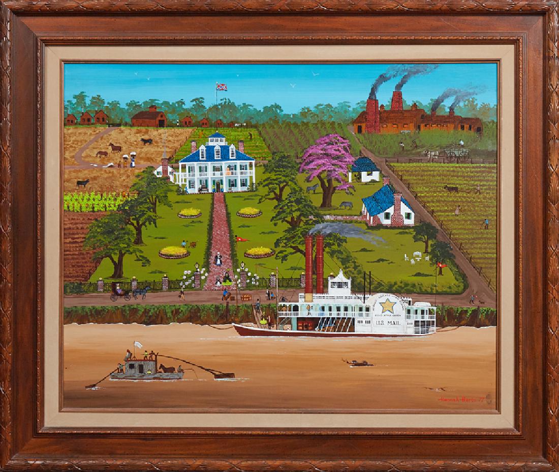 Hannah Hartz, "Paddle Wheeler on the River," 1977, oil (1 of 2)