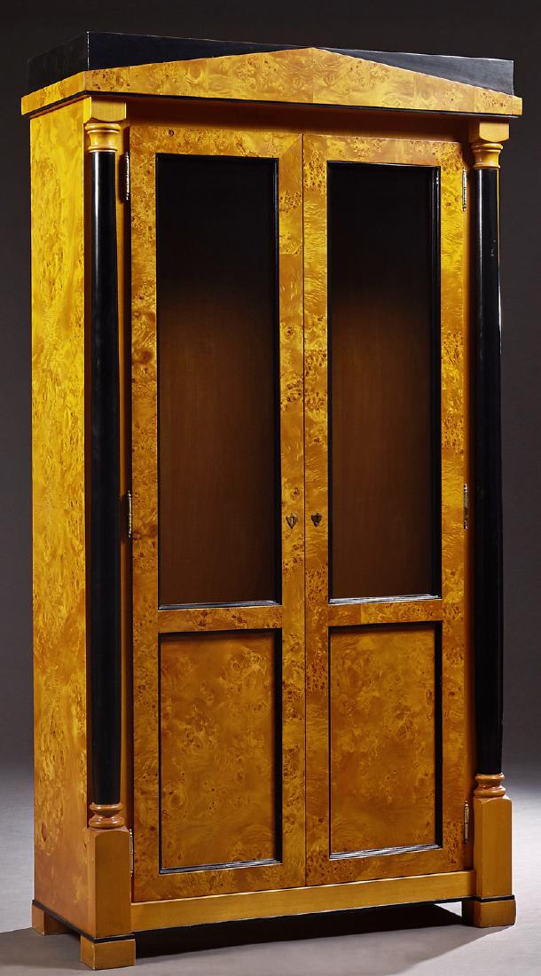 Italian Burled Walnut Biedermeier Style Bookcase, 20th (1 of 1)