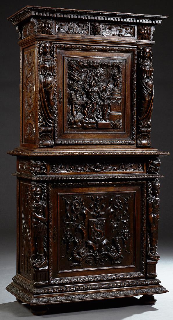 French Renaissance Style Carved Oak Bonnetiere, 19th (1 of 1)
