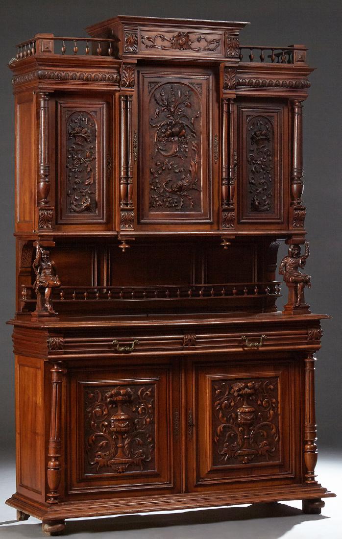 French Henri II Style Carved Walnut Buffet a Deux (1 of 1)