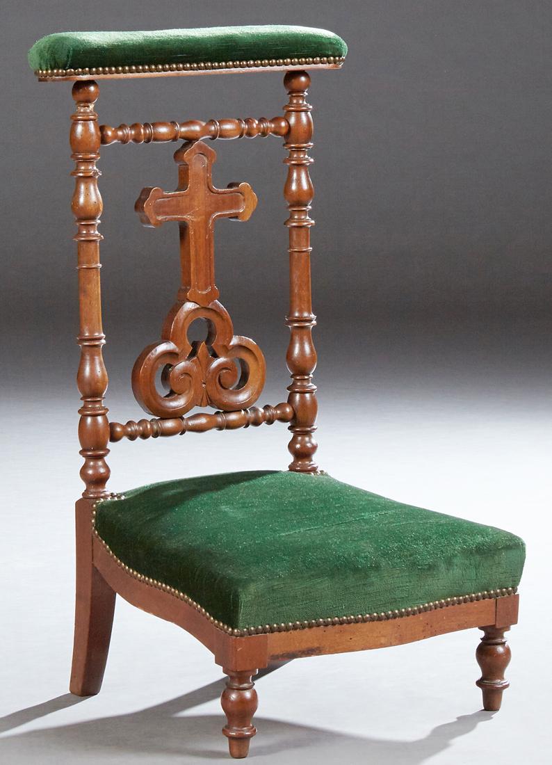 French Carved Beech Prie Dieu, 19th c., the curved (1 of 1)