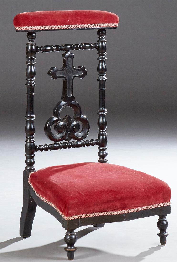 French Ebonized Beech Prie Dieu, c. 1880, the curved (1 of 1)