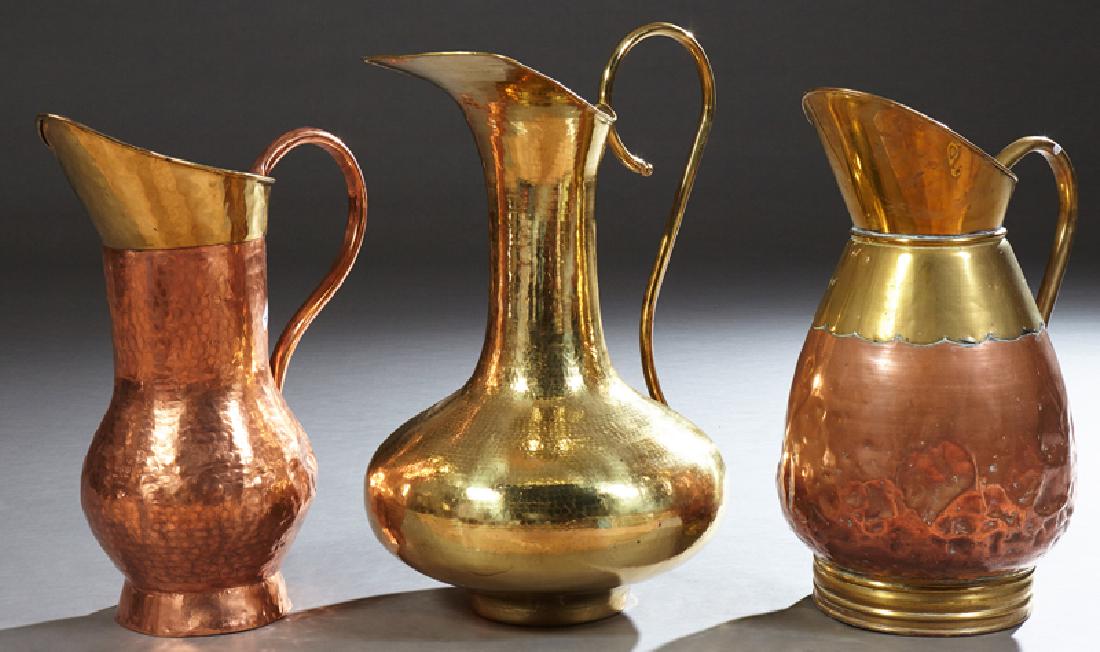 Three Copper and Brass Ewers, 20th c., the hammered (1 of 1)