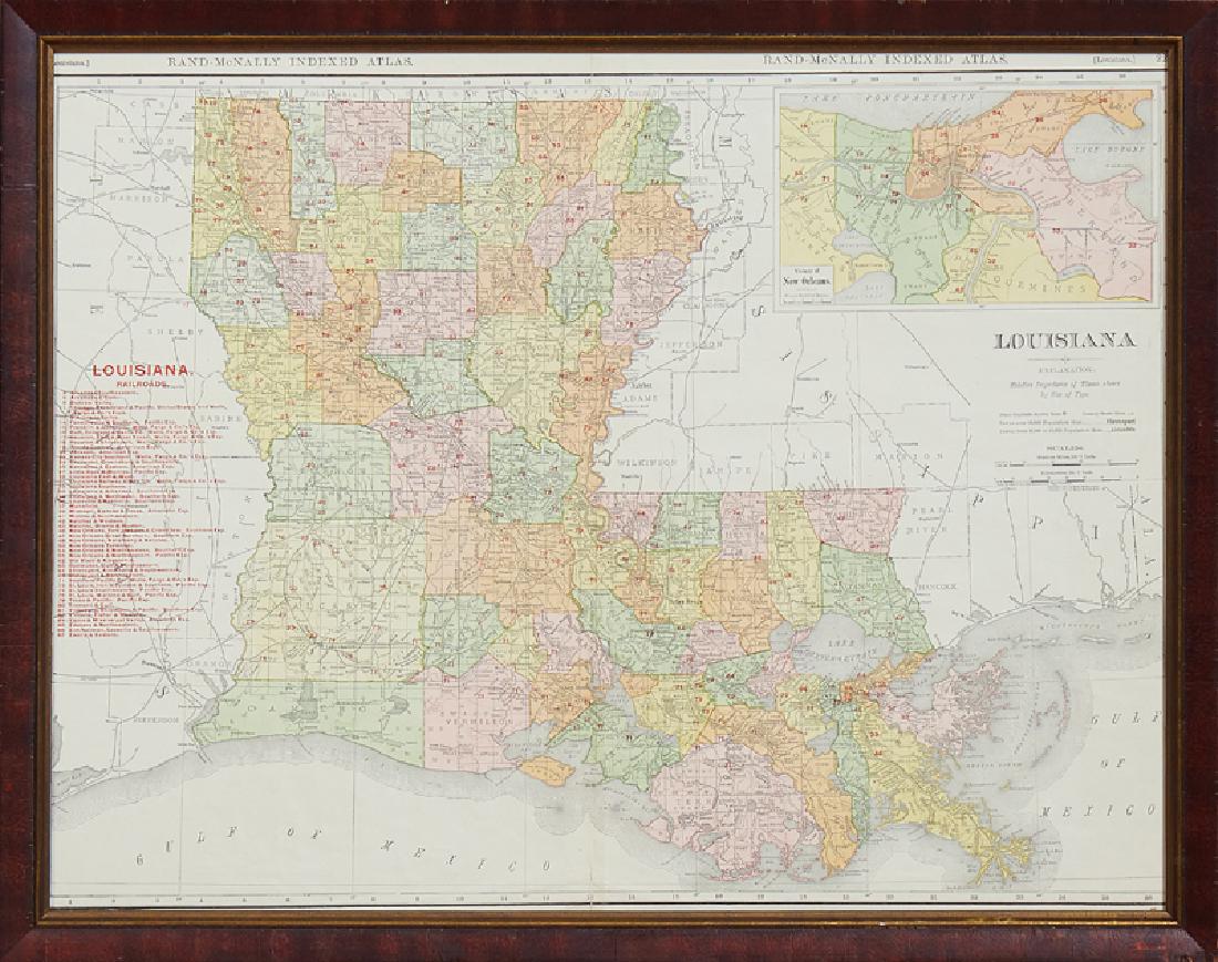 Large Colored Map of Louisiana, 1907, from the Rand (1 of 2)