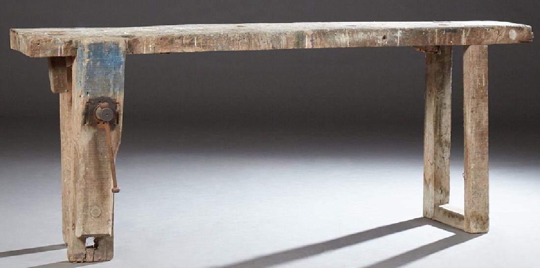 French Carved Elm Cabinet Maker's Workbench, 19th c., (1 of 11)