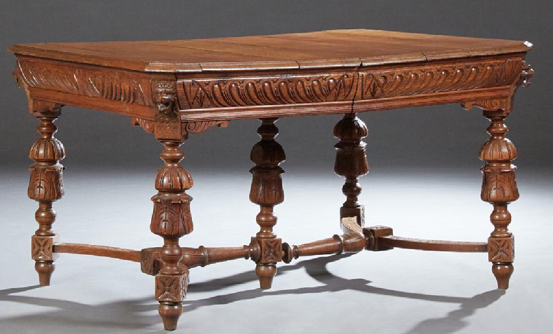 French Henri II Style Carved Oak Dining Table, late 19t (1 of 1)