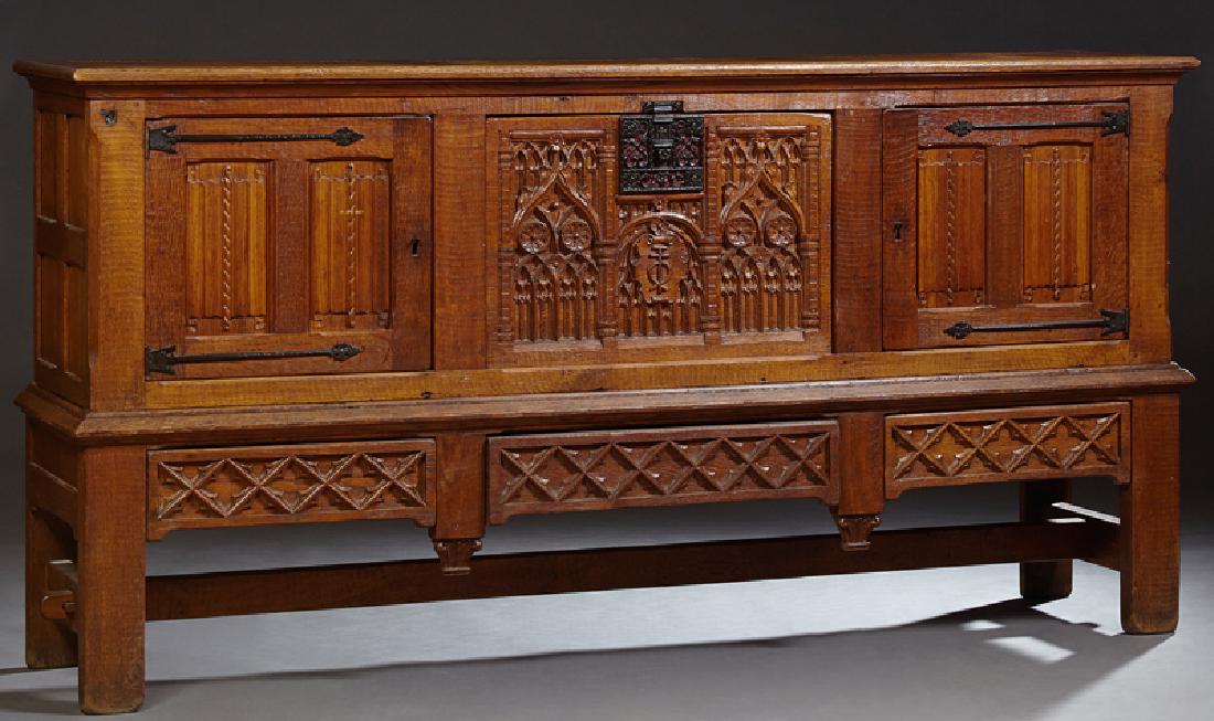 Large French Gothic Style Carved Oak Sideboard, early (1 of 1)