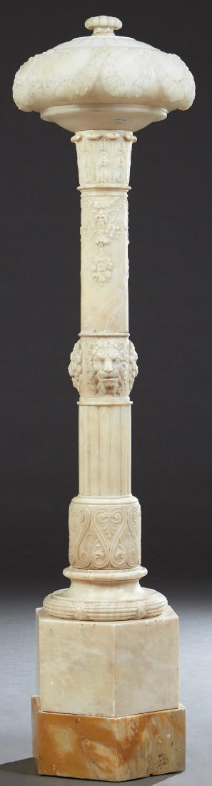 Large Italian Carved Alabaster Floor Lamp, early 20th (1 of 1)