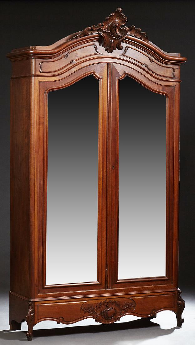 French Louis XV Style Carved Walnut Armoire, 19th c., (1 of 1)