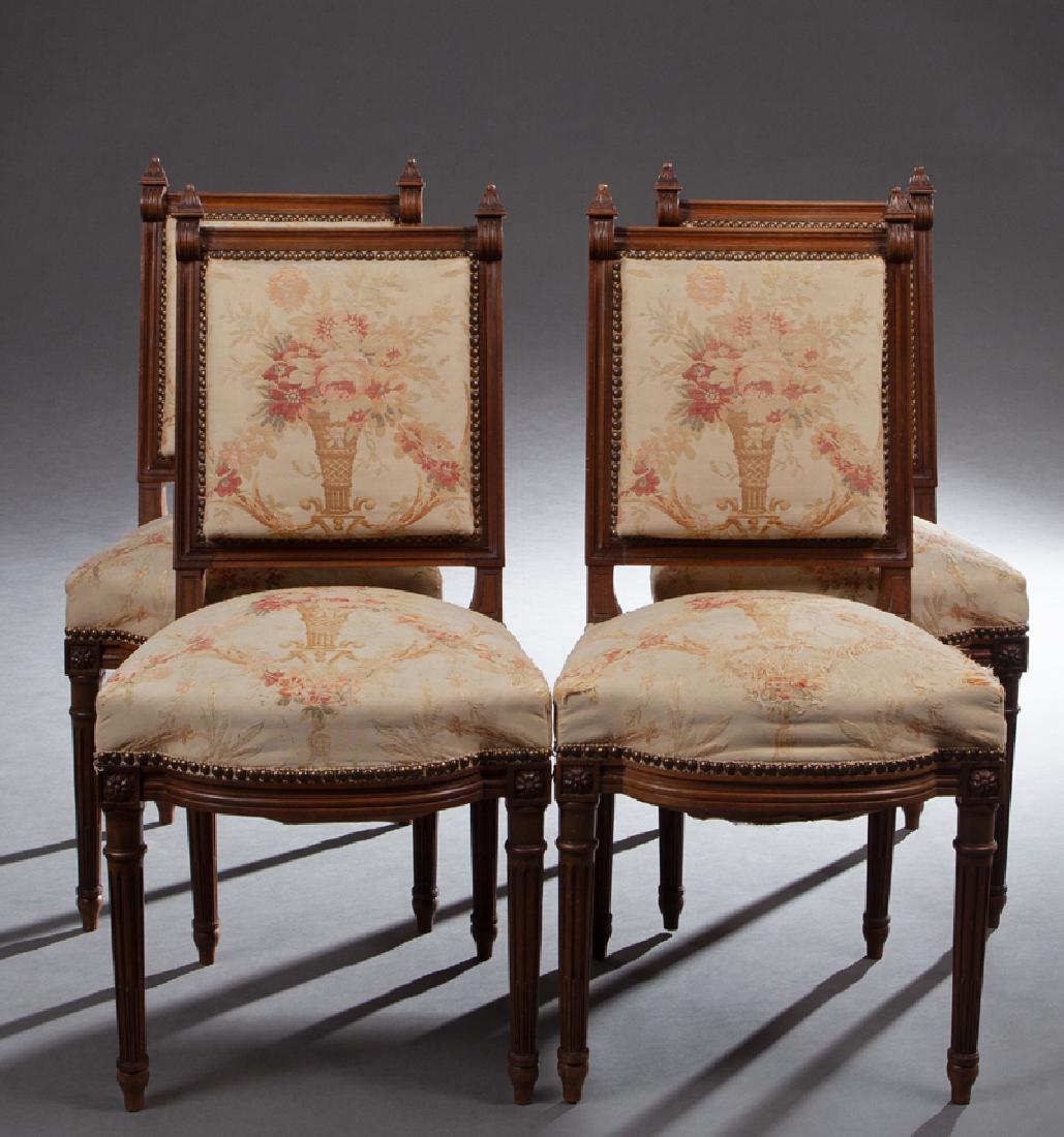 Set of Four Louis XVI Style Carved Walnut Dining (1 of 1)