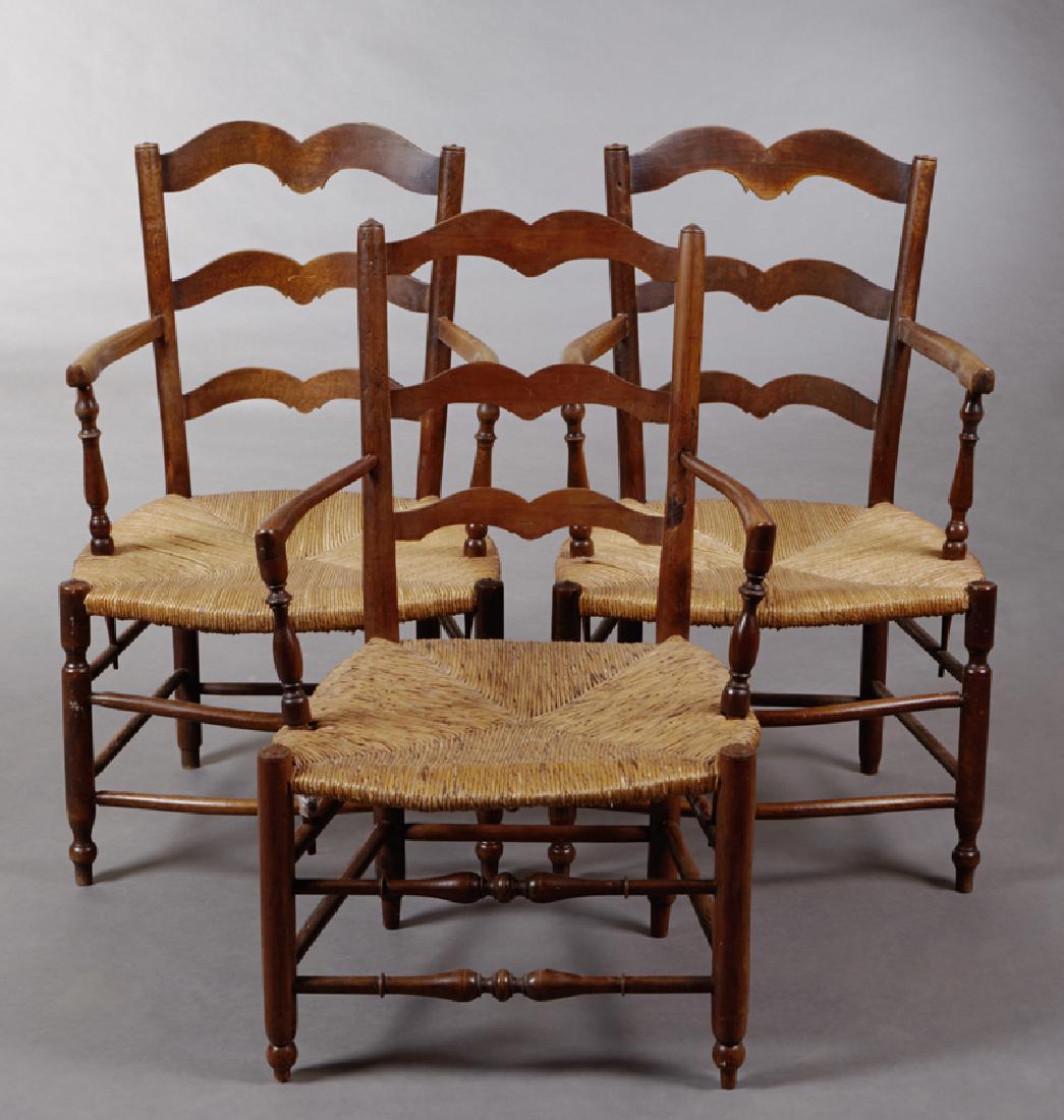 Group of Three French Provincial Carved Walnut Rushseat (1 of 1)