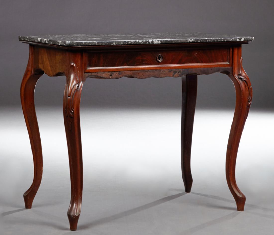 French Louis XV Style Carved Mahogany Marble Top (1 of 1)