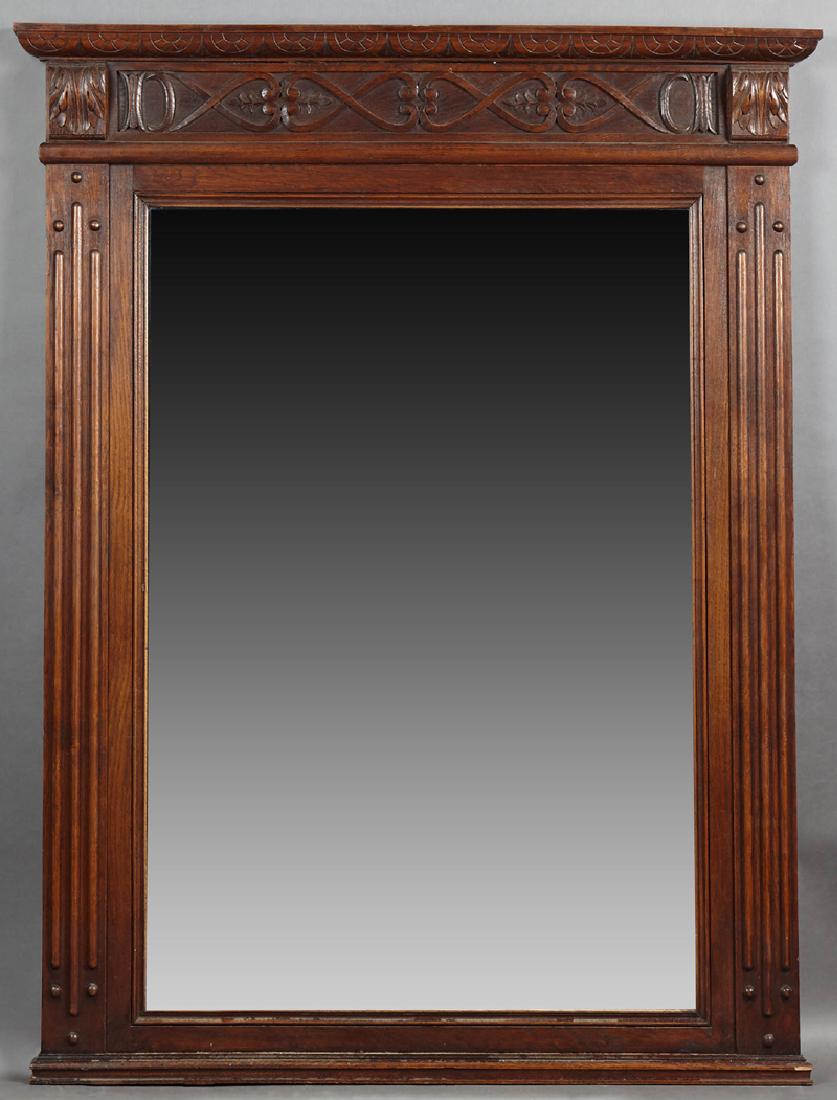 French Louis XIII Style Carved Oak Overmantle Mirror, (1 of 1)