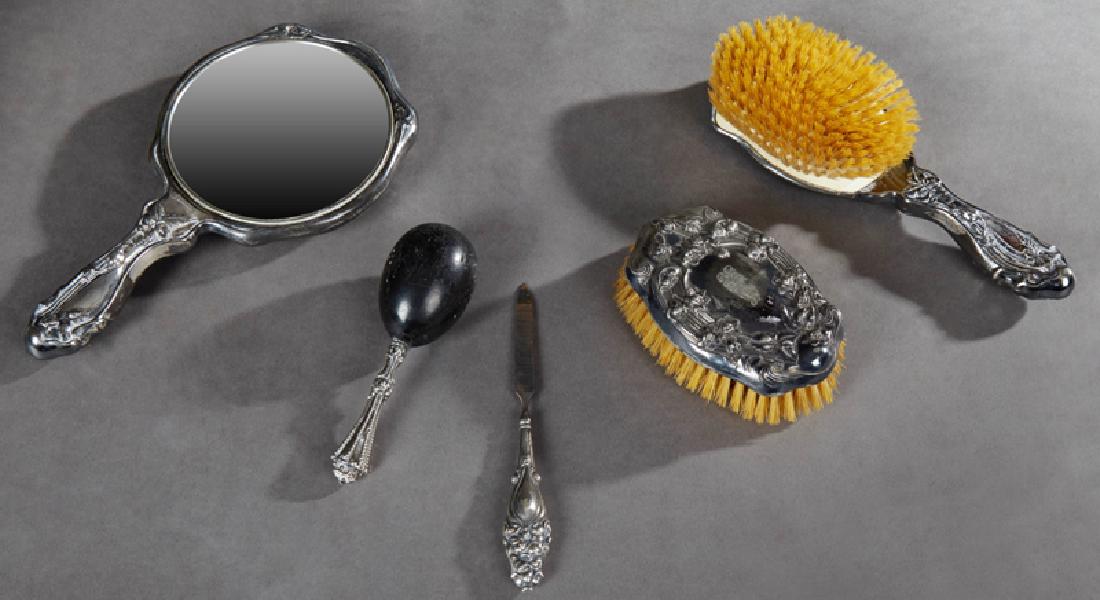 Sterling Assembled Five Piece Sterling Dresser Set, (1 of 1)