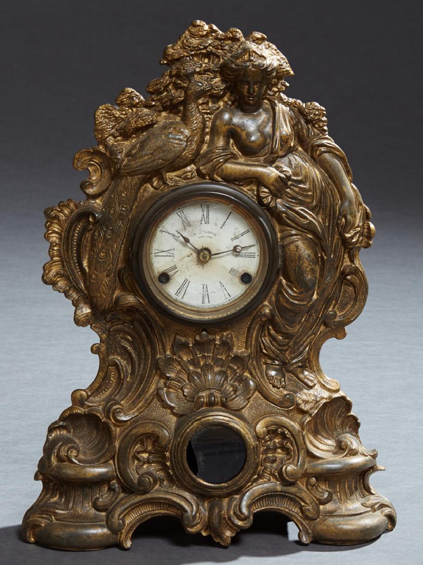 American Brass Peacock Mantle Clock, 19th c., by (1 of 1)