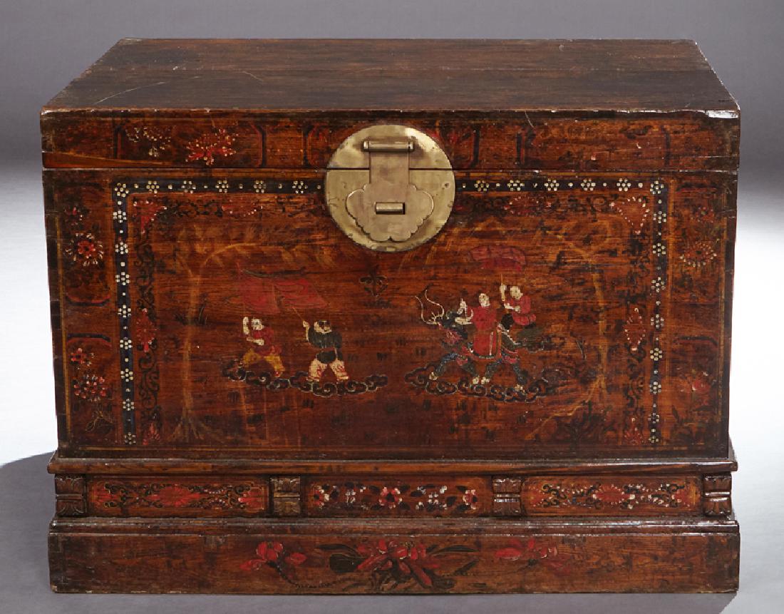 Chinese Carved Mahogany Coffer, 20th c., with hand (1 of 2)