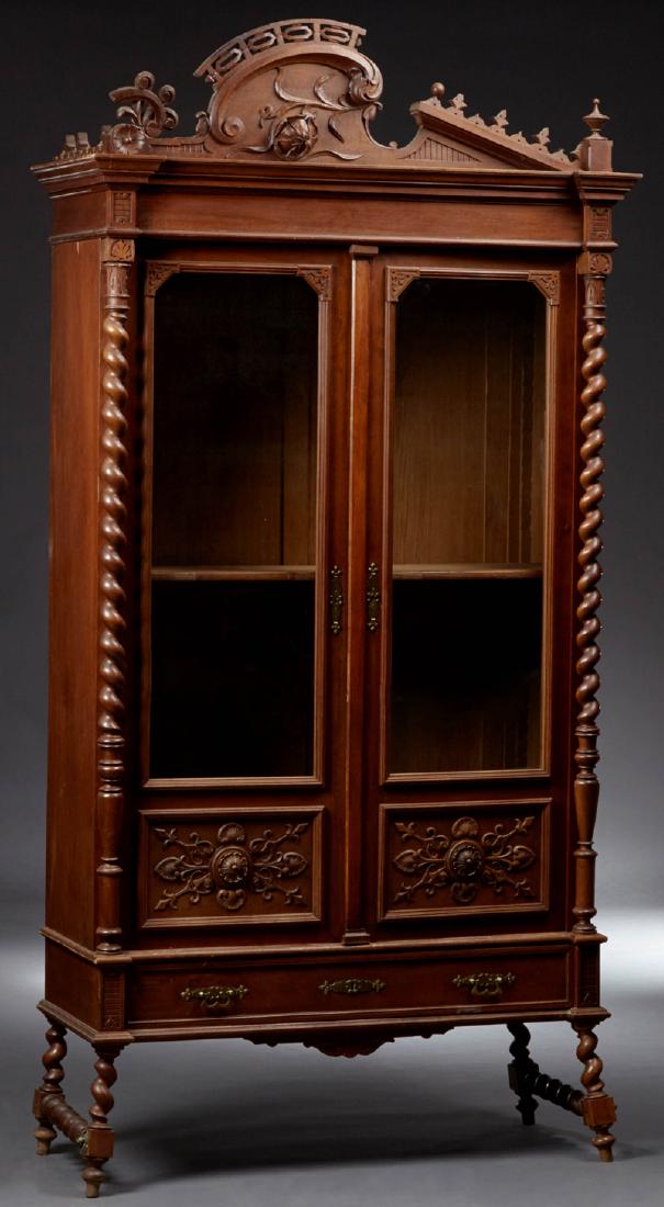 French Carved Walnut Bookcase, late 19th c., the broken (1 of 1)