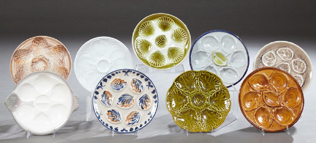 Group of Nine French Eathenware Oyster Plates, 20th c., (1 of 1)