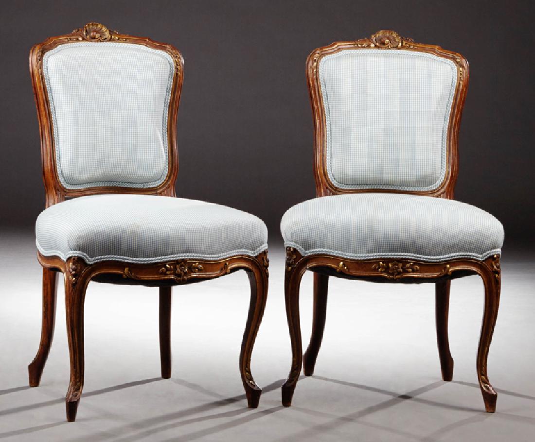 Pair of French Louis XV Style Carved Walnut Side (1 of 1)