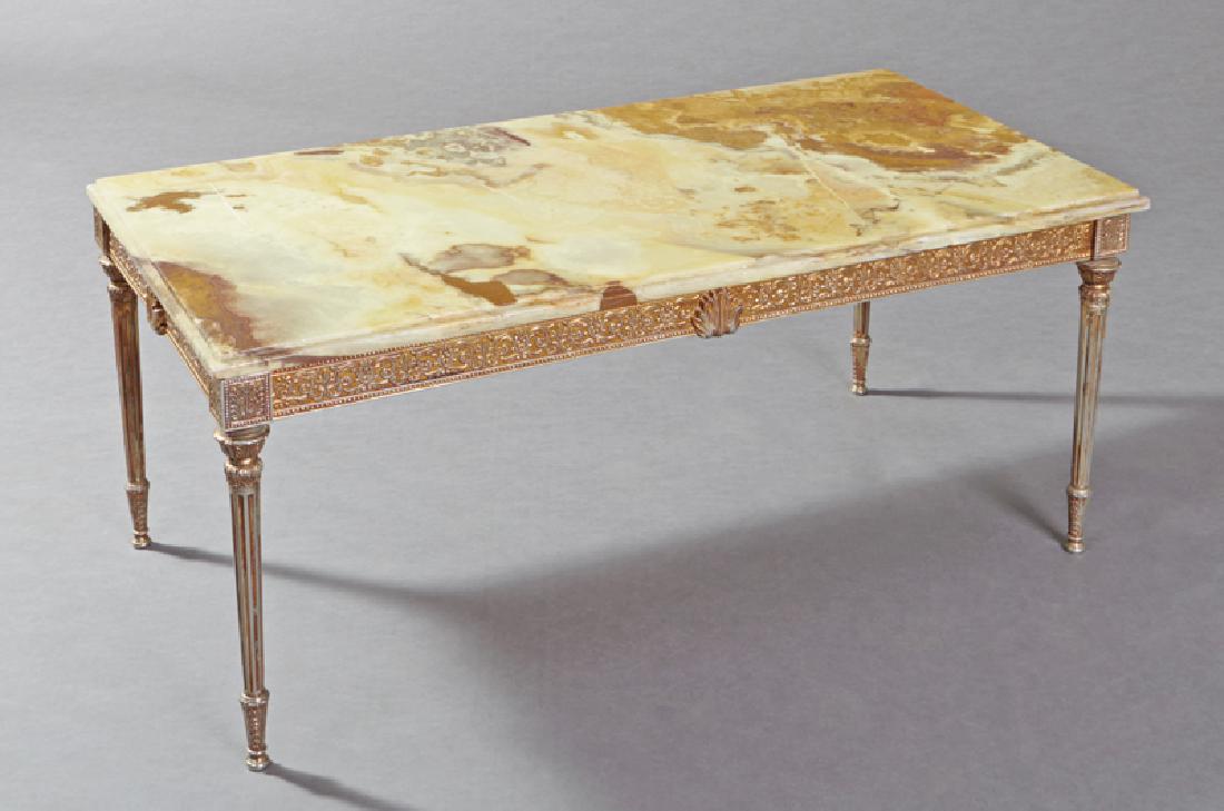 French Louis XVI Style Onyx Top Giltwood Coffee Table, (1 of 1)