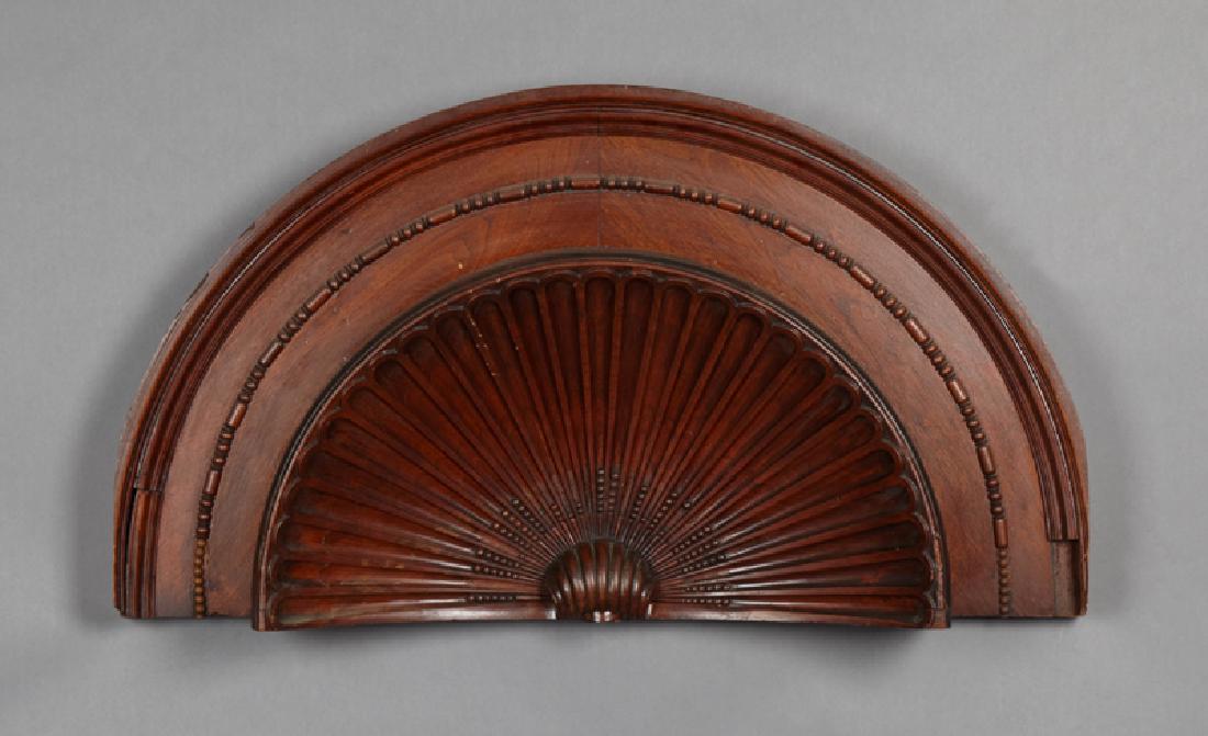 Large Carved Walnut Demilune Architectural Element, (1 of 1)