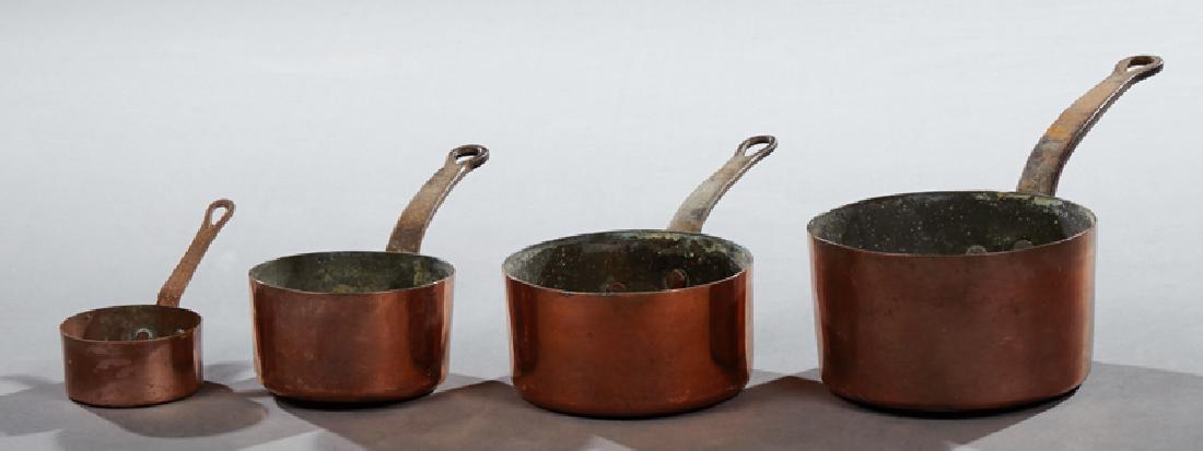 Set of Four French Graduated Copper Sauce Pans, early (1 of 1)