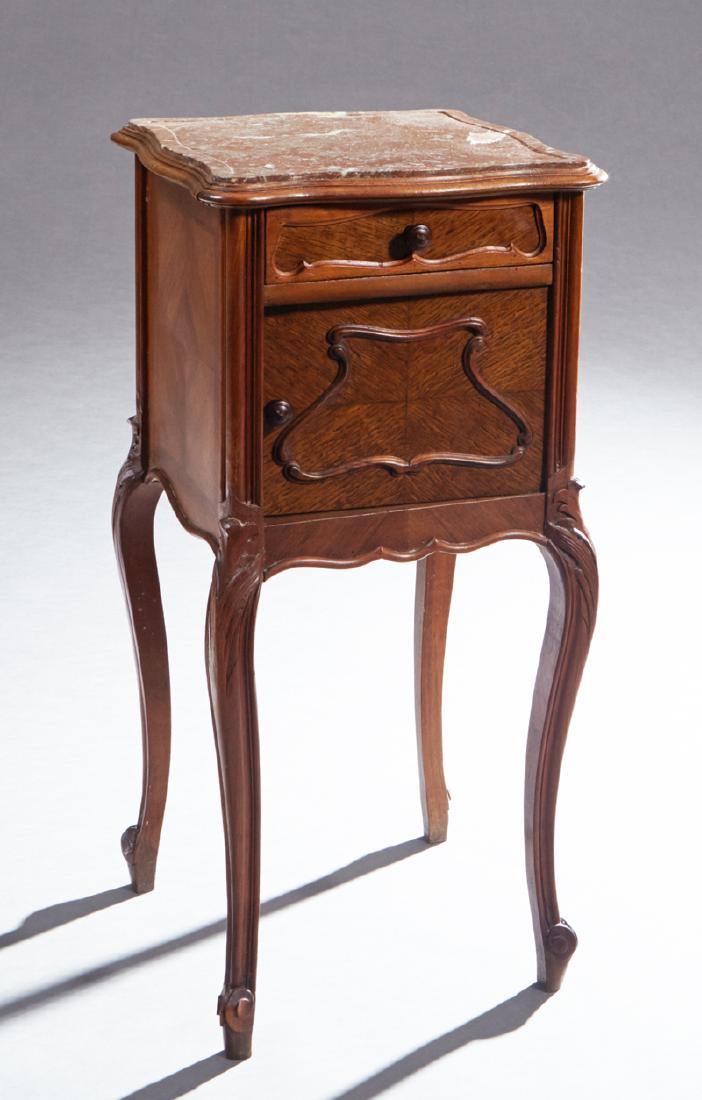 French Provincial Carved Oak Louis XV Style Marble Top (1 of 2)