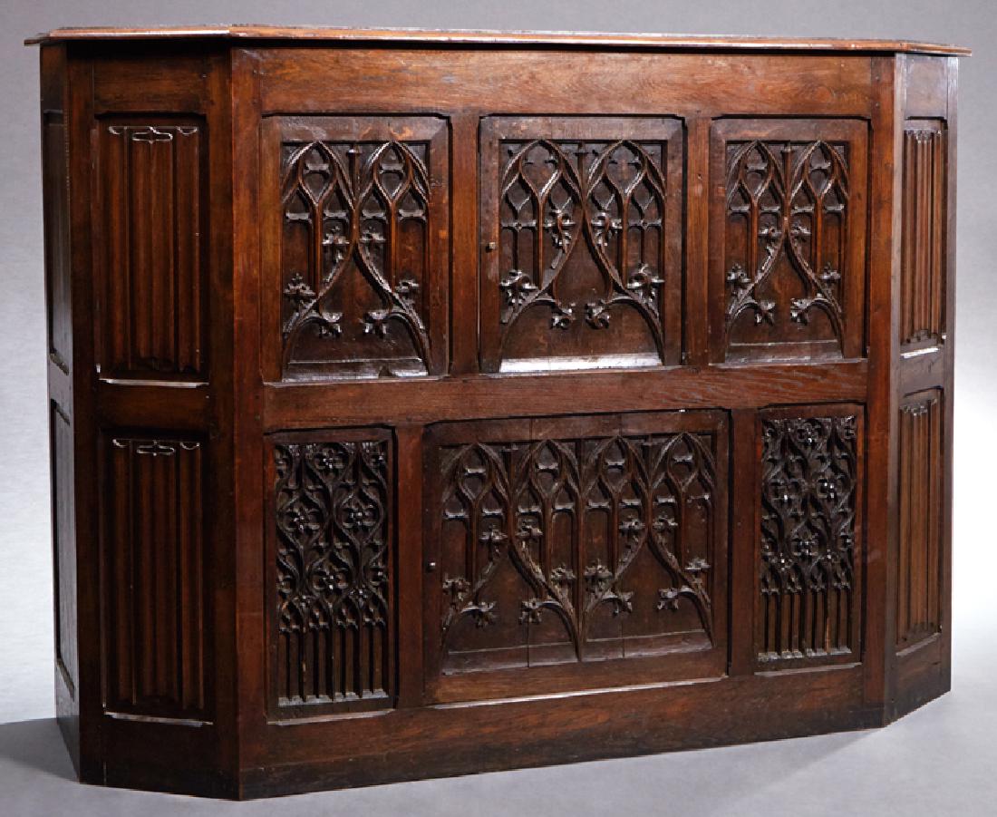 French Carved Oak Gothic Style Cupboard, the stepped (1 of 1)