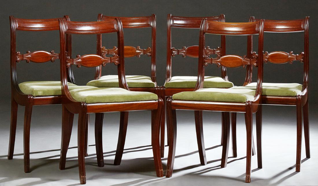 Set of Six Regency Style Carved Mahogany Dining Chairs, (1 of 1)