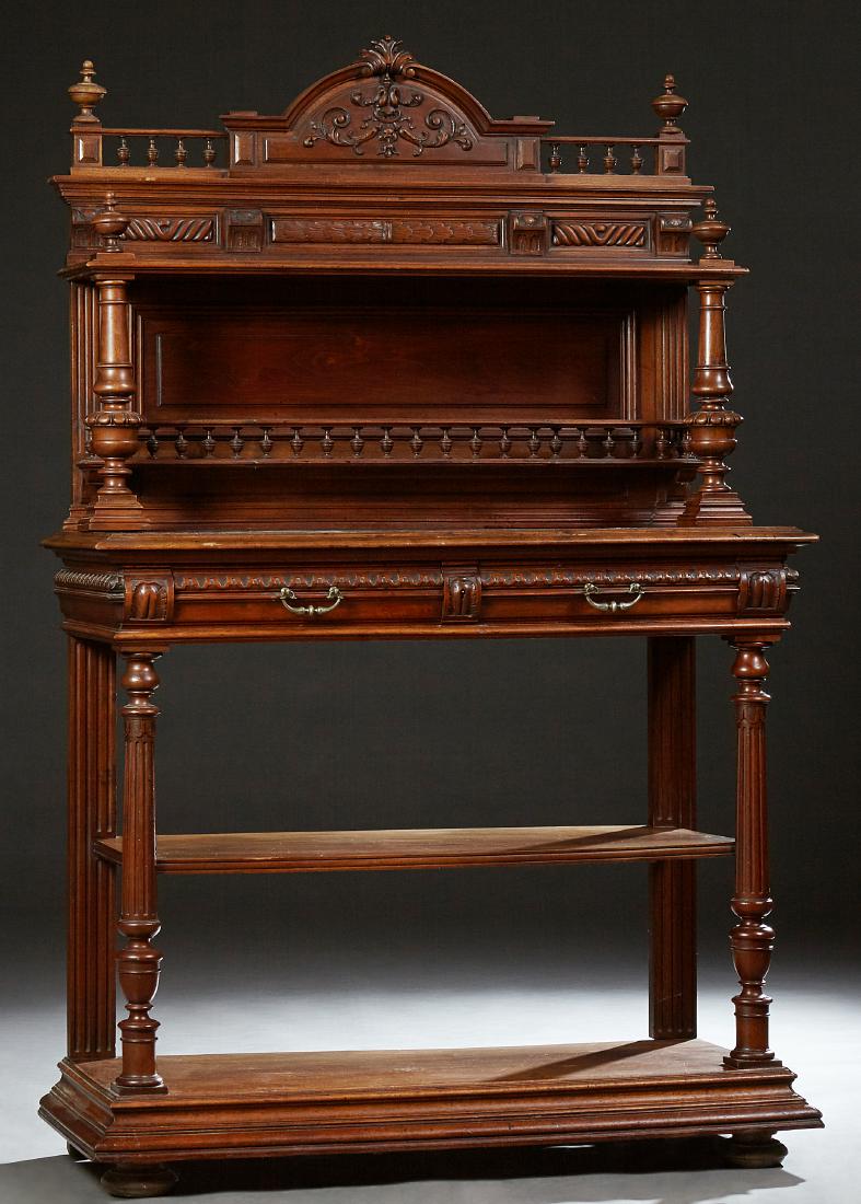 French Henri II Style Carved Walnut Marble Top Sever, (1 of 1)