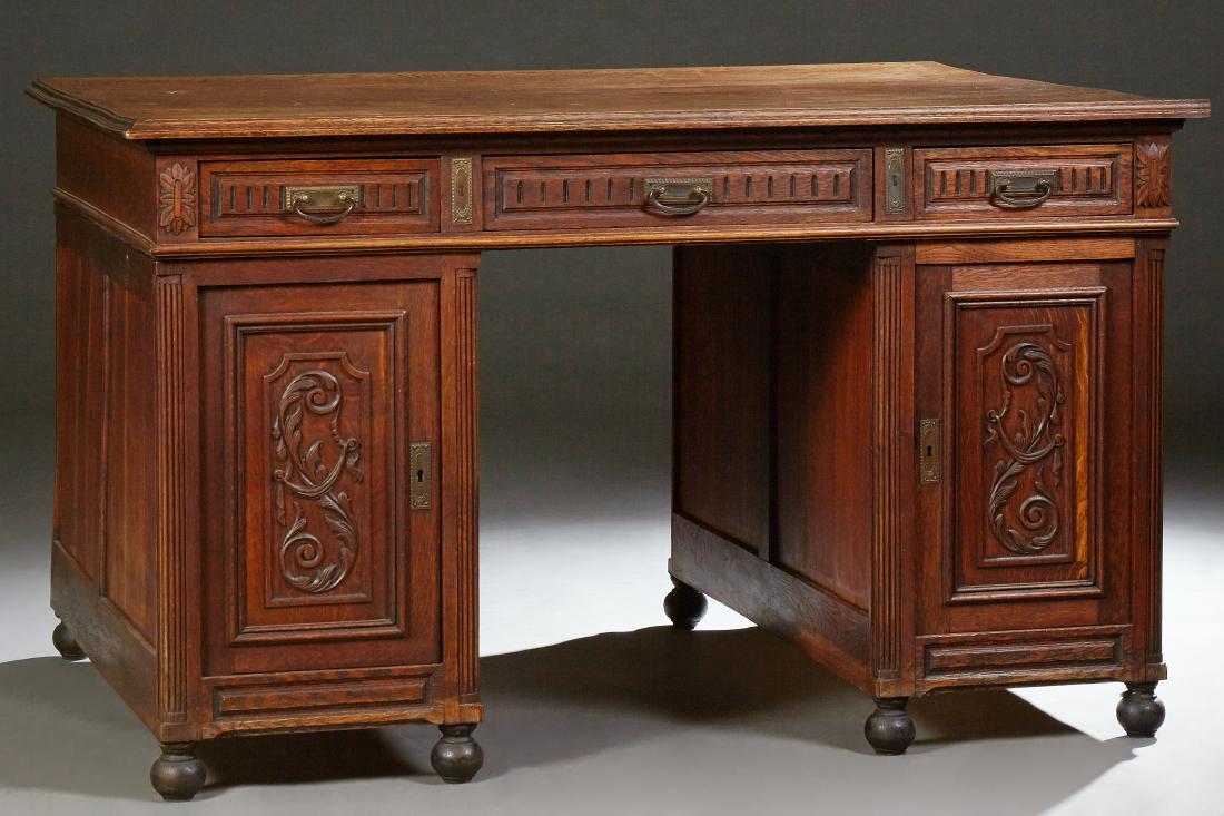 French Renaissance Style Carved Oak Desk, c. 1900, the (1 of 1)