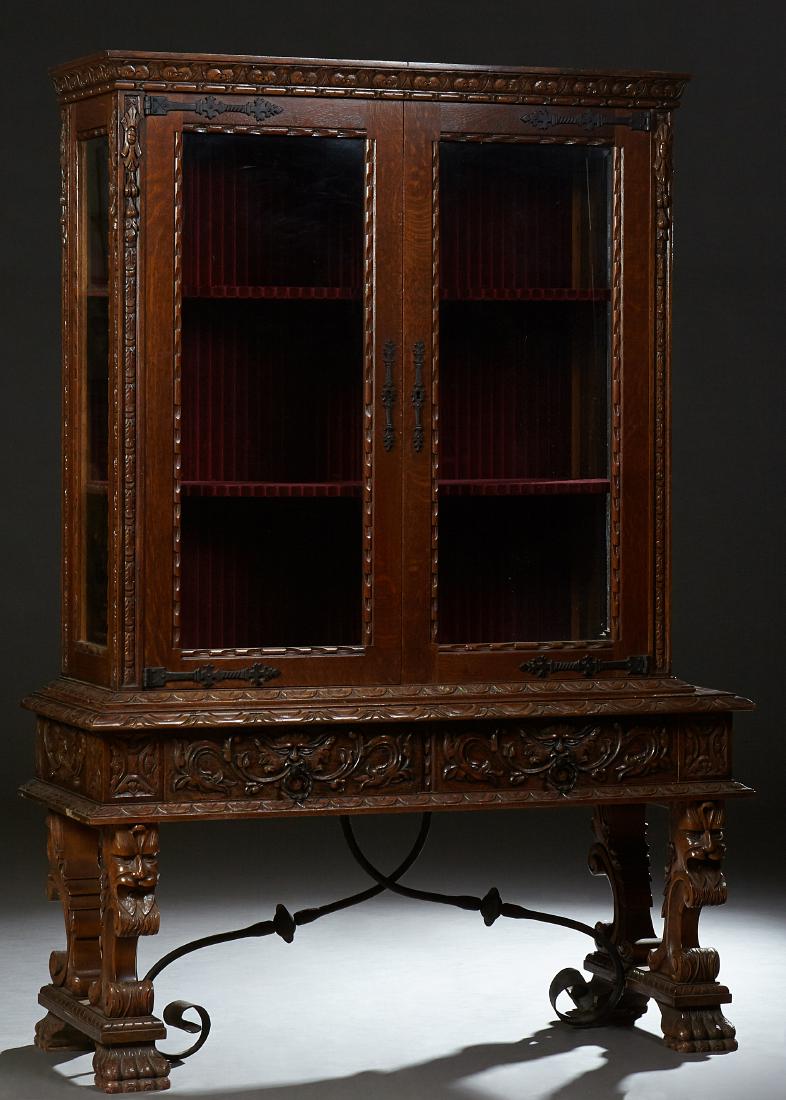 French Renaissance Style Carved Oak Vitrine, 19th c., (1 of 1)