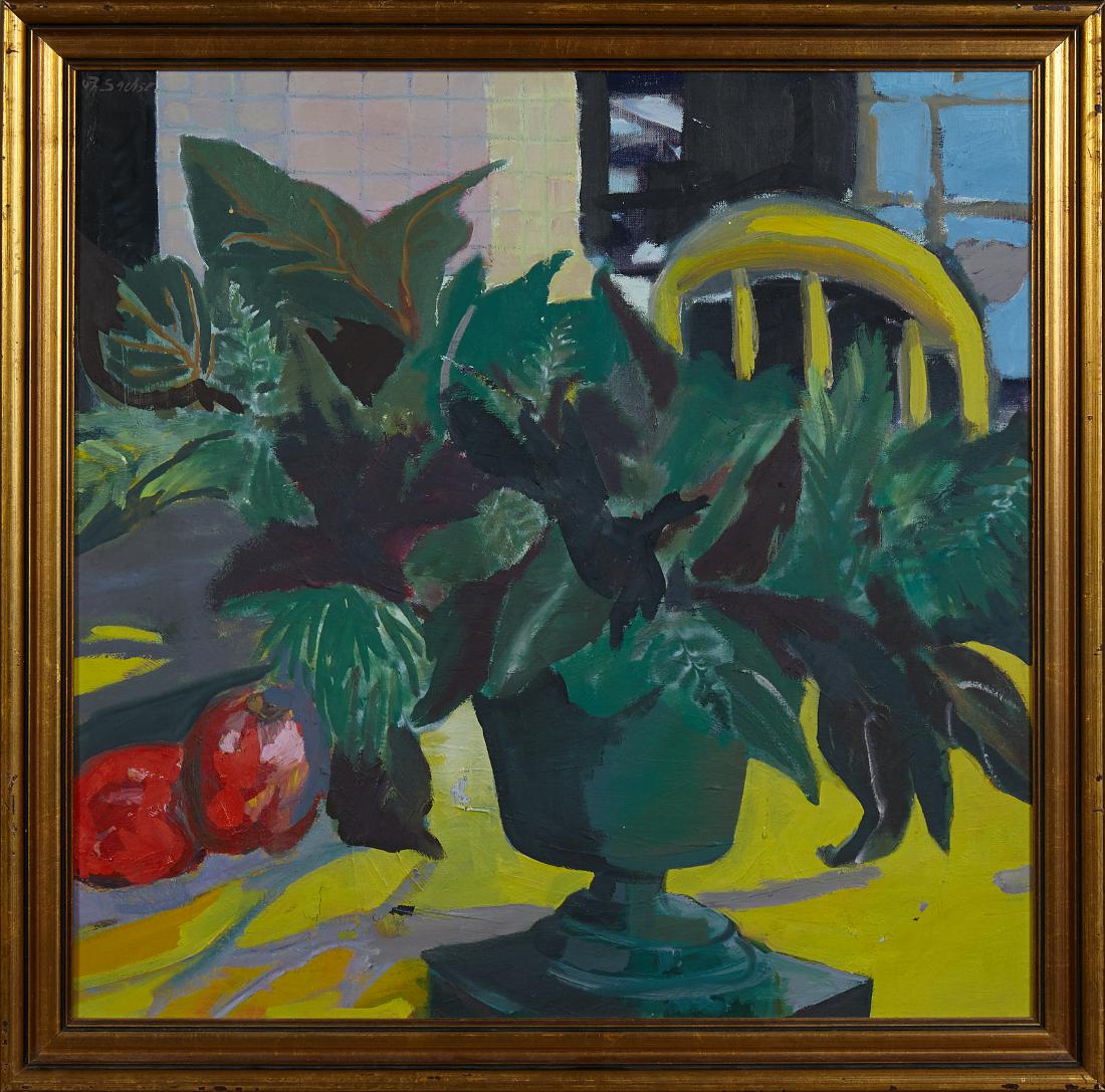 Janice Sachse (1908-1998, Louisiana), "Patio Scene with (1 of 2)