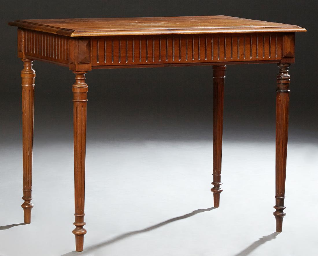 French Louis XVI Style Carved Walnut Table, 20th c., (1 of 1)