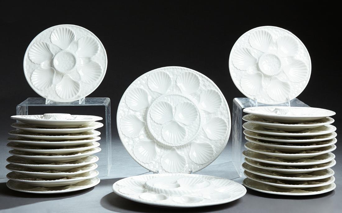 French Twenty-Five Piece Ceramic Oyster Set, 19th c., (1 of 2)