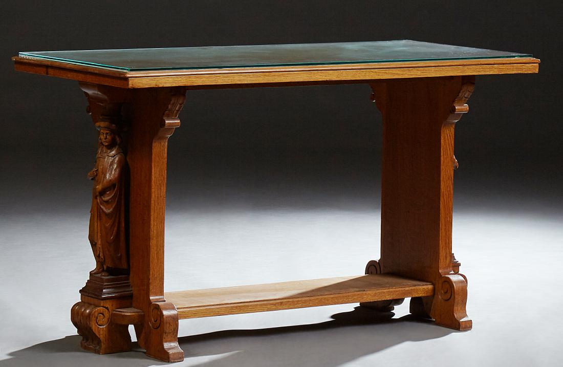 French Provincial Carved Oak Coffee Table, early 20th (1 of 1)